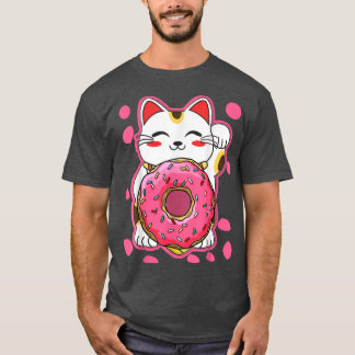Funny Kawaii Cat Donut Japanese Anime Women Girls T-Shirt