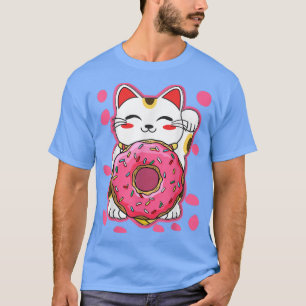Funny Kawaii Cat Doughnut Japanese Anime Women Gir T-Shirt