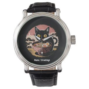 Funny Kawaii Cat Eating Ramen Noodles Cute Anime Watch