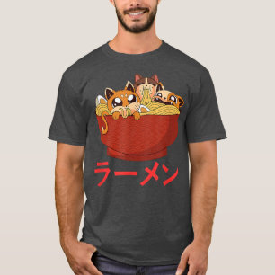 Funny Kawaii Cat Eating Ramen Noodles Japanese Foo T-Shirt