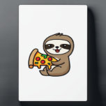 Funny Kawaii Chibi Sloth with Pizza � Cute Cartoon Plaque<br><div class="desc">Funny Kawaii Chibi Sloth with Pizza � Cute Cartoon Sloth Illustration Classic T-Shirt</div>