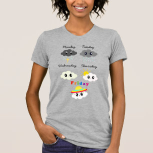 Funny Kawaii Clouds of the Week Cartoon T-Shirt