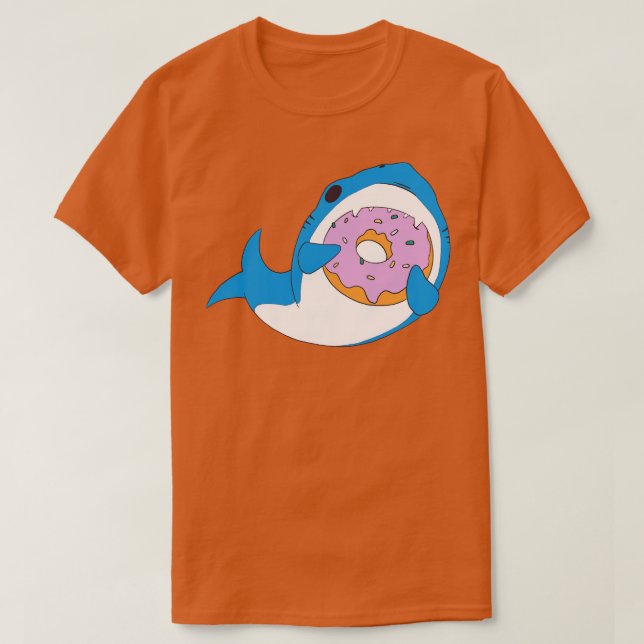 Funny Kawaii Eating Doughnut Humour T-Shirt (Design Front)