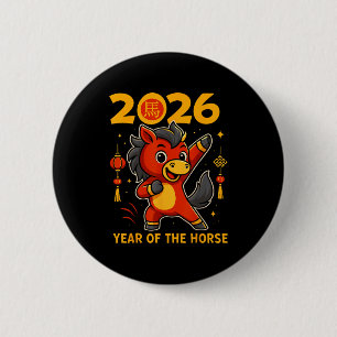 Funny Kawaii Lunar 2026 Year Of The Horse Chinese  6 Cm Round Badge