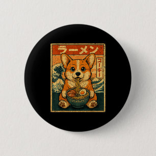 Funny Kawaii Ramen Corgi Japanese Noodles Corgi Ea 6 Cm Round Badge