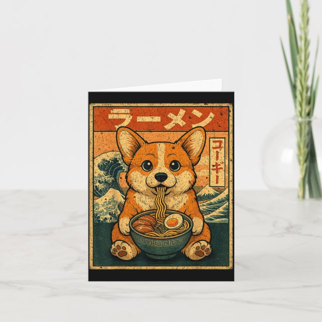 Funny Kawaii Ramen Corgi Japanese Noodles Corgi Ea Card (Front)