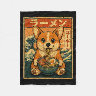 Funny Kawaii Ramen Corgi Japanese Noodles Corgi Ea Fleece Blanket