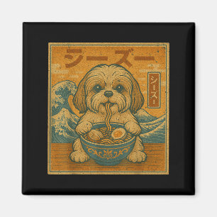 Funny Kawaii Ramen Japanese Noodles Shih Tzu Eatin Magnet