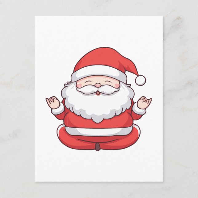 Funny Kawaii Santa Yoga Meditation Enclosure Card (Front)