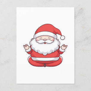 Funny Kawaii Santa Yoga Meditation Postcard