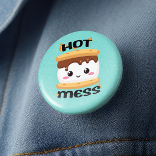 Funny Kawaii S'mores Hot Mess 6 Cm Round Badge