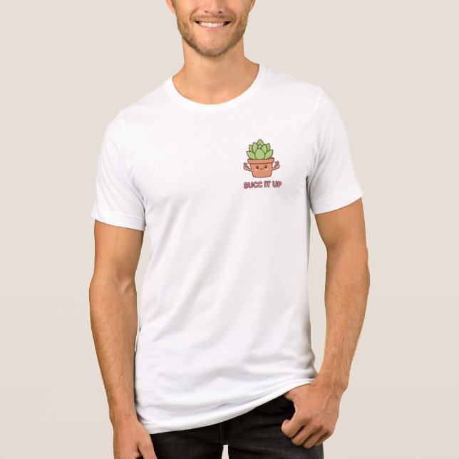Funny Kawaii Succulent 'Succ It Up' Finger Heart  Tri-Blend Shirt (Front)
