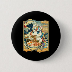 Funny Kawaii Unicorn Ramen Noodle Bowl Japanese Wa 6 Cm Round Badge