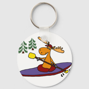Funny Kayaking Moose Key Ring