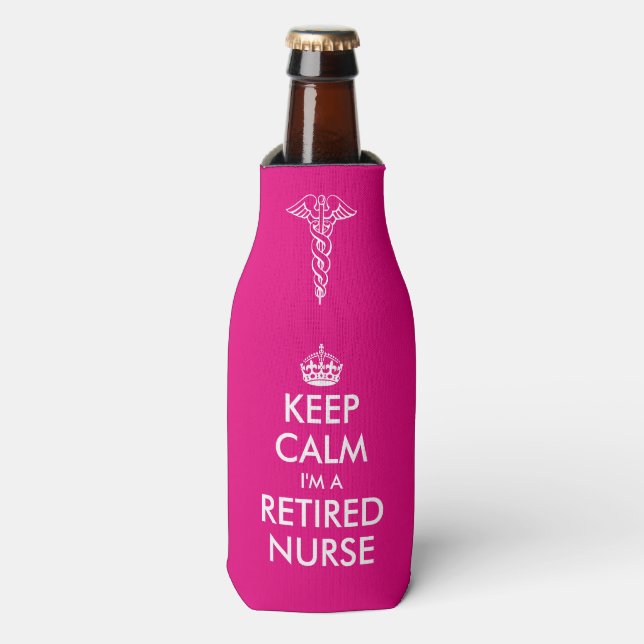 Funny Keep calm i'm a retired nurse bottle cooler (Bottle Front)