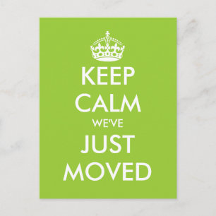 Funny keep calm moving postcard for new home