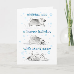 Funny Keeshond Snowy Holiday Card