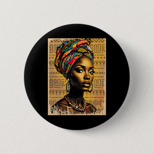 Funny Kente Cloth Head Wrap African American Women 6 Cm Round Badge