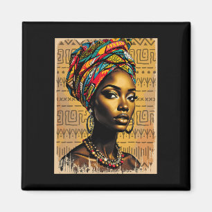 Funny Kente Cloth Head Wrap African American Women Magnet