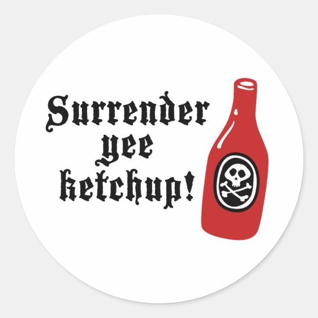 Funny Ketchup Pirate Classic Round Sticker (Front)