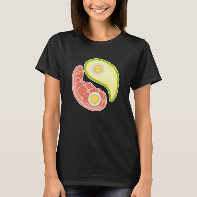 Funny Keto Diet Meat Eggs Avocado Ying Yang Zen Sy T-Shirt (Front)