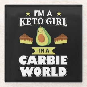 Funny Keto Girl Cute Ketogenic Diet Avocado Glass Coaster