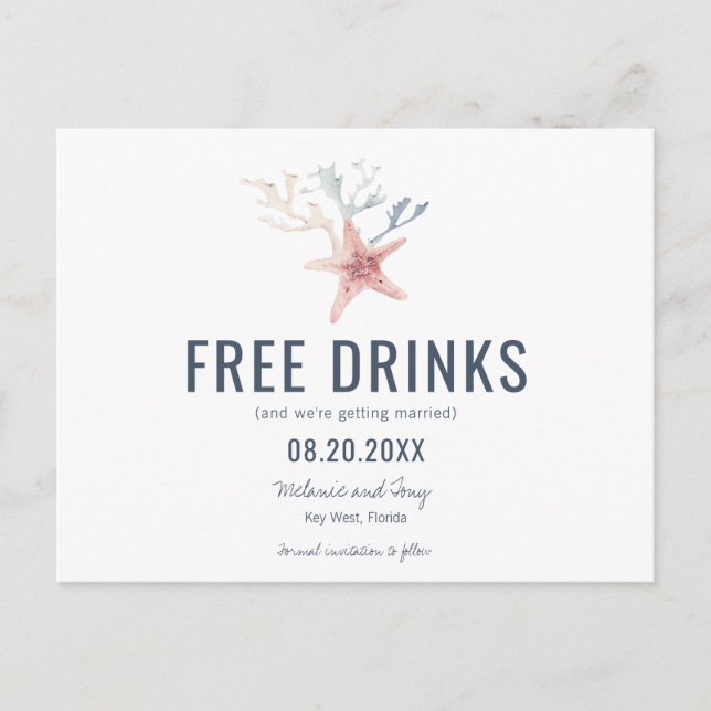 Funny Key West Beach Wedding Save the Dates Announcement Postcard (Front)