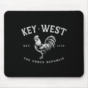 Funny Key West Rooster Chicken Sunrise Fishing Sur Mouse Pad