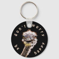 Funny Keychain with Happy Ostrich - Customisable