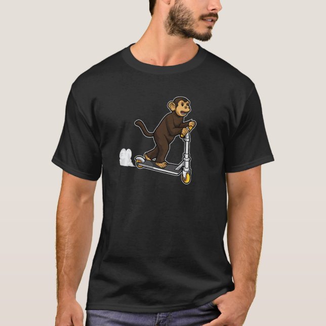 Funny Kick Scooter Monkey E Scooting Ride Funny Ri T-Shirt (Front)