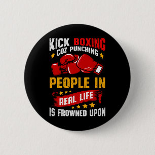 Funny Kickboxing  6 Cm Round Badge