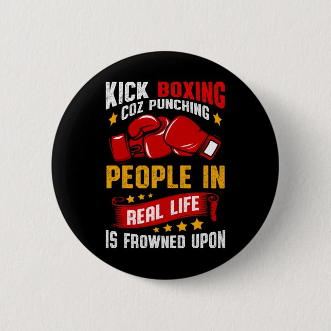 Funny Kickboxing  6 Cm Round Badge (Front)