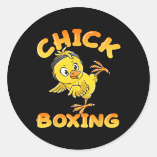 Funny Kickboxing Fighting Girl Cute Kick Boxing Ch Classic Round Sticker