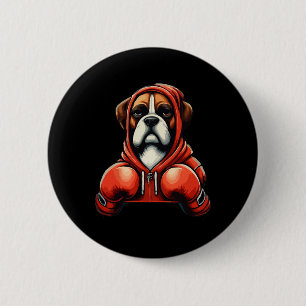 Funny Kickboxing Or Boxing Boxer Dog 6 Cm Round Badge