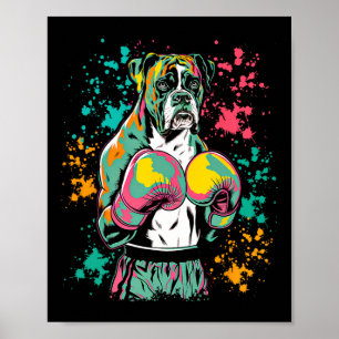 Funny Kickboxing Or Boxing Boxer Dog For Men Women Poster