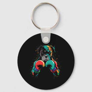 Funny Kickboxing Or Boxing Boxer Dog Men Women Kid Key Ring