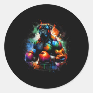 Funny Kickboxing Or Boxing Boxer Dog Paint Splash  Classic Round Sticker