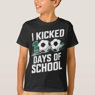 Funny Kicked 100 Days of School Soccer Design T-Shirt