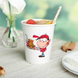 Funny Kid Fast Food Lover Burger, Fries and Drink  Paper Cups