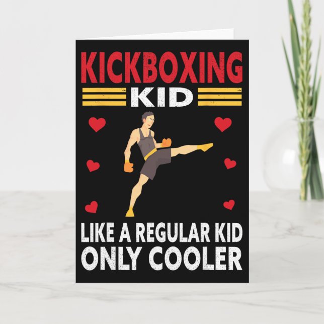 Funny Kid Kickboxer Outfit - Boxing Kid  Card (Front)