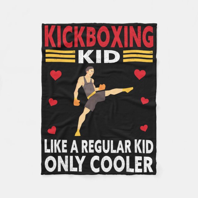 Funny Kid Kickboxer Outfit - Boxing Kid  Fleece Blanket (Front)