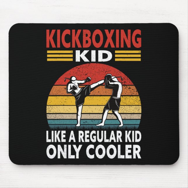 Funny Kid Kickboxer Outfit - Boxing Kid Kickboxing Mouse Pad (Front)
