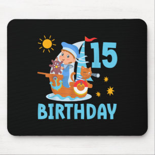 Funny Kids 15th Birthday Party Sailboat Sailing Bo Mouse Pad