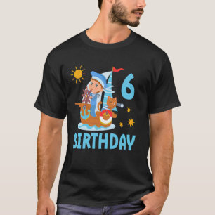 Funny Kids 6th Birthday Party Sailboat Sailing Boa T-Shirt