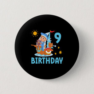 Funny Kids 9th Birthday Party Sailboat Sailing Boa 6 Cm Round Badge