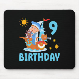 Funny Kids 9th Birthday Party Sailboat Sailing Boa Mouse Pad