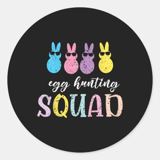 Funny Kids Byby Egg Hunting Squad  Classic Round Sticker (Front)