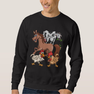 Funny Kids Farmer Horse Cow Chicken Farm Animal Sweatshirt