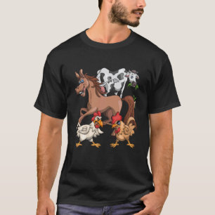 Funny Kids Farmer Horse Cow Chicken Farm Animal T-Shirt