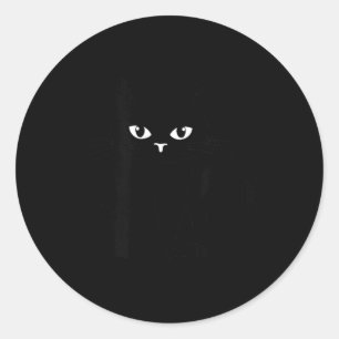 Funny Kids Halloween Black Cat Illustration Classic Round Sticker